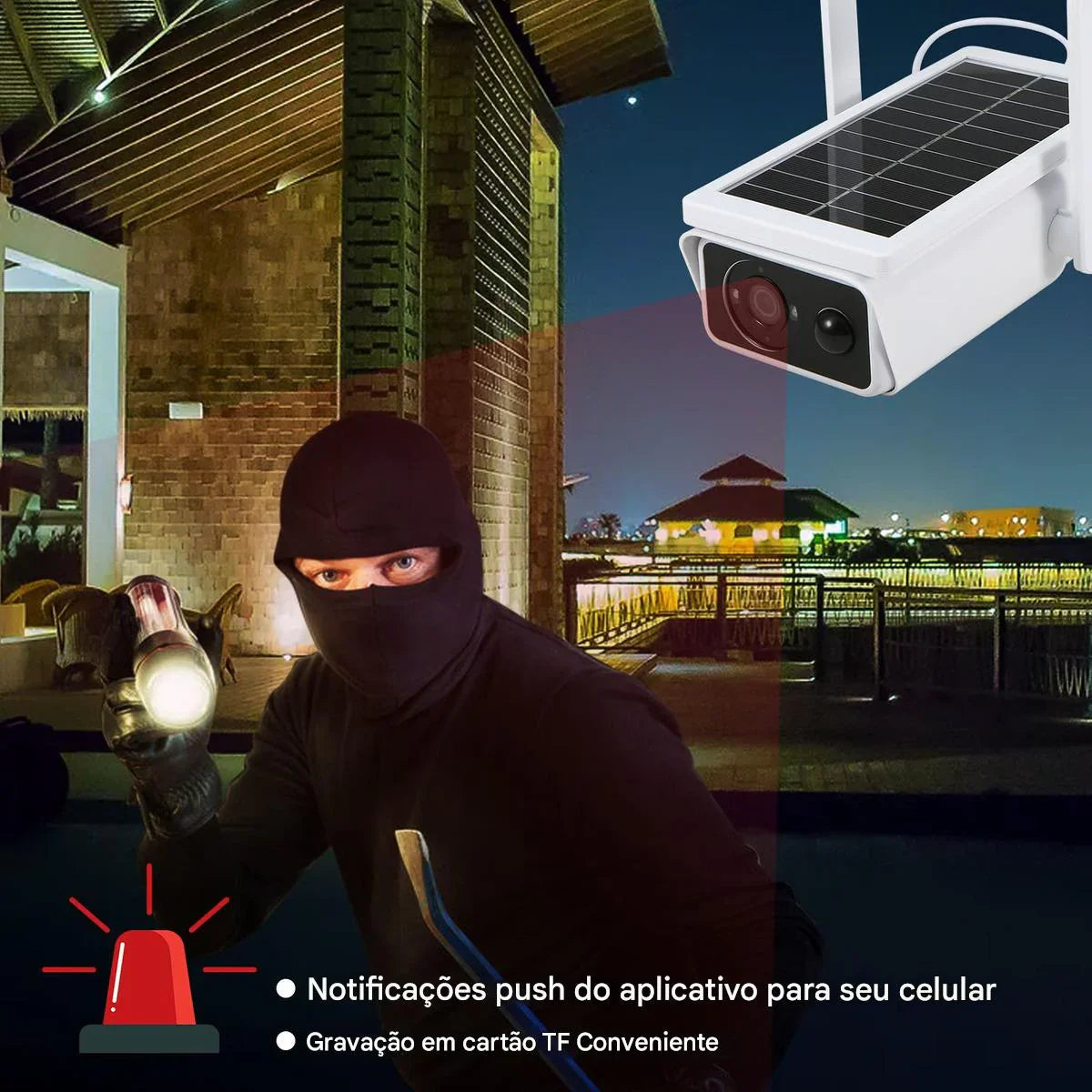 Câmera de Segurança Solar 1080p – Alertas Instantâneos no Celular