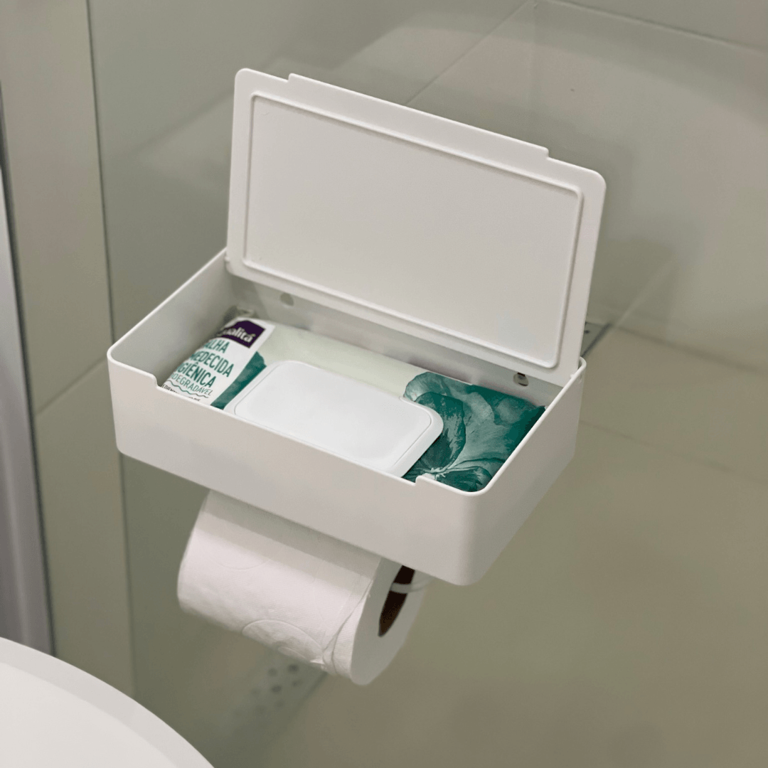 Suporte Papel Higiênico com Porta Objetos 3M Branco