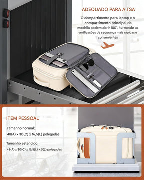 Mochila de Viagem Feminina VersaBag + 3 Necessaires GRÁTIS